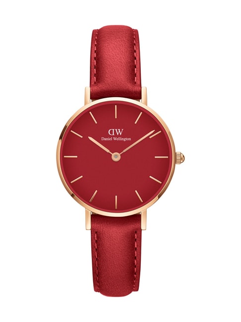  Shop Authentic Daniel Wellington Petite Red Dial Red Leather Strap Watch For Women - DW00100405 - Luxxuri