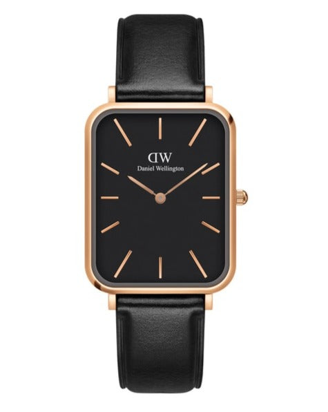  Shop Authentic Daniel Wellington Quadro Black Dial Black Leather Strap Watch For Women  - DW00100449 - Luxxuri