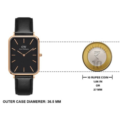  Shop Authentic Daniel Wellington Quadro Black Dial Black Leather Strap Watch For Women  - DW00100449 - Luxxuri