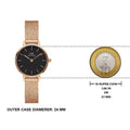  Shop Authentic Daniel Wellington Petite Pressed Melrose Black Dial Rose Gold Mesh Strap Watch For Women - DW00100440 - Luxxuri
