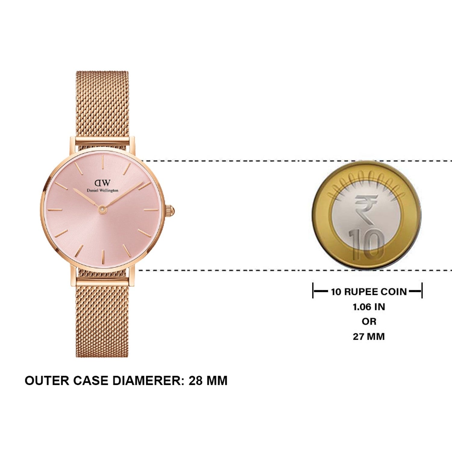  Shop Authentic Daniel Wellington Petite Melrose Pink Dial Rose Gold Mesh Strap Watch For Women - DW00100368 - Luxxuri