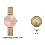  Shop Authentic Daniel Wellington Petite Melrose Pink Dial Rose Gold Mesh Strap Watch For Women - DW00100368 - Luxxuri