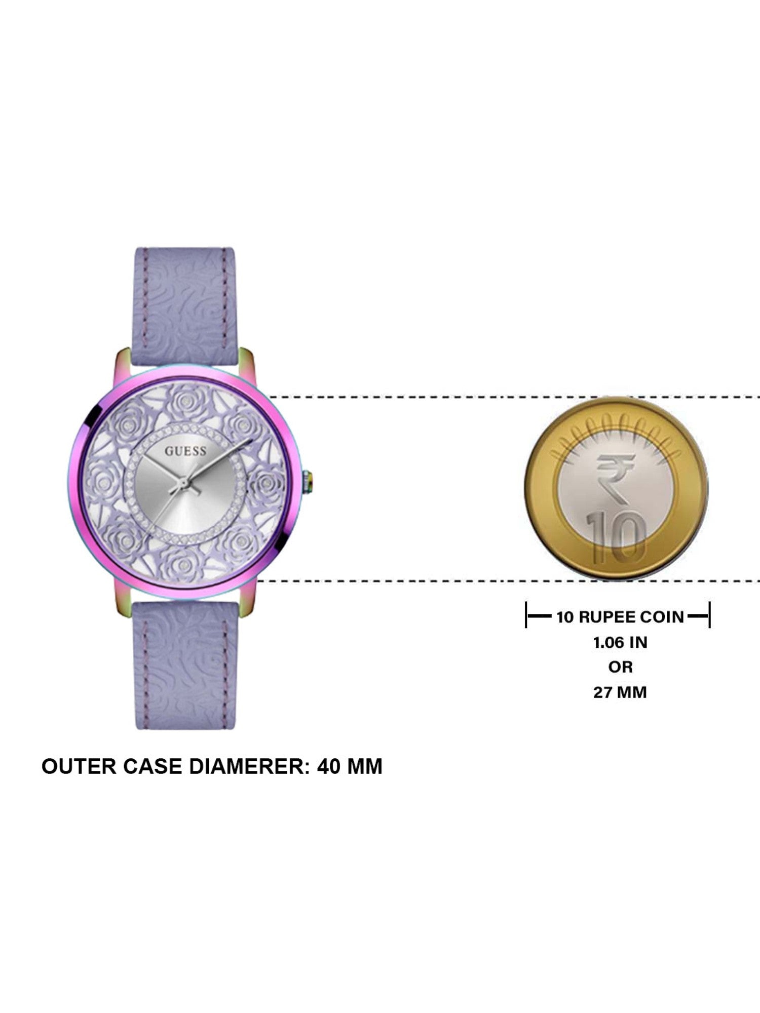 Shop Authentic Guess Dahlia Analog Silver Dial Purple Leather Strap Watch For Women - GW0529L4 - Luxxuri