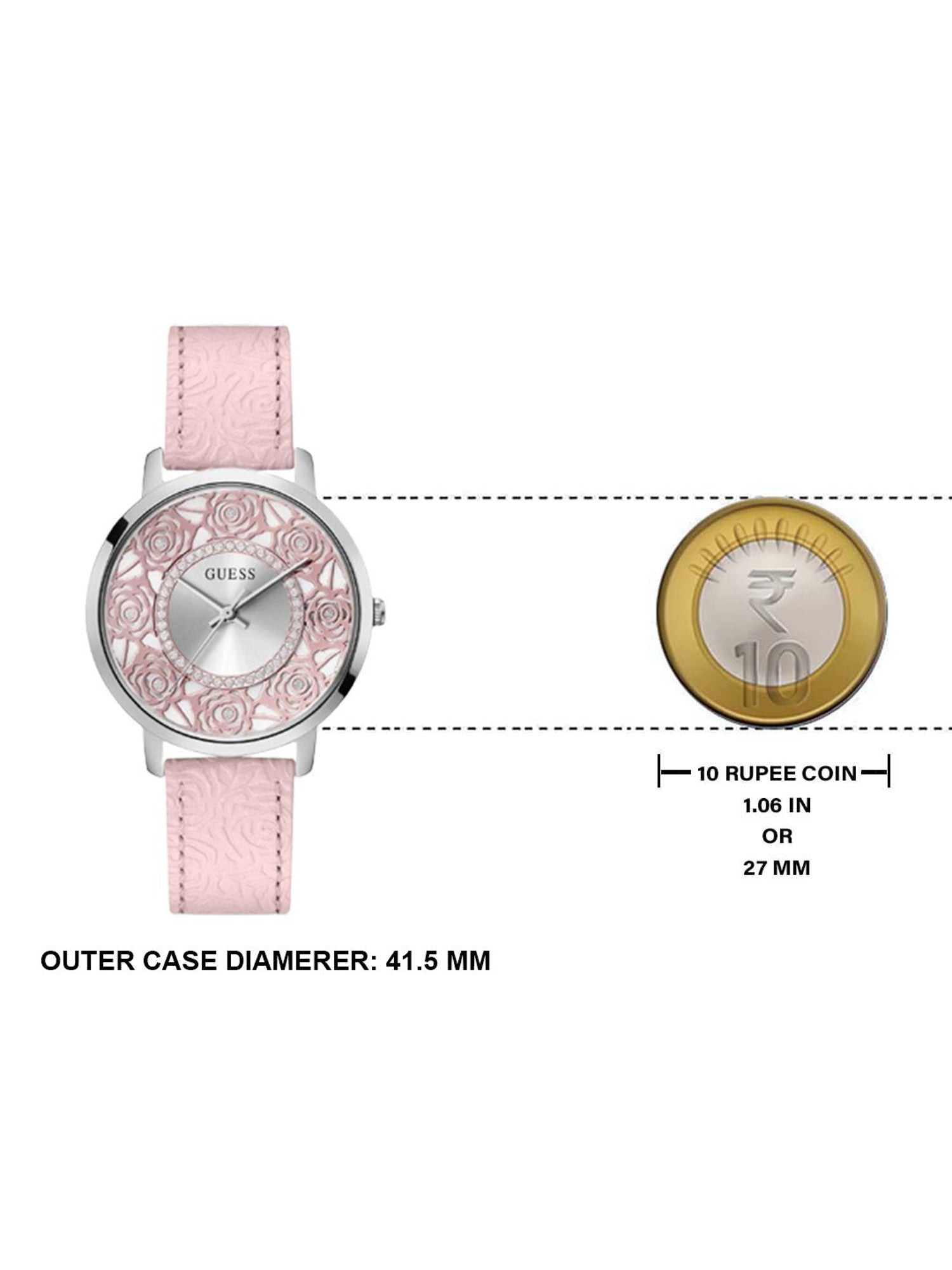  Shop Authentic Guess Dahlia Analog Silver Dial Pink Leather Strap Watch for Women - GW0529L1 - Luxxuri