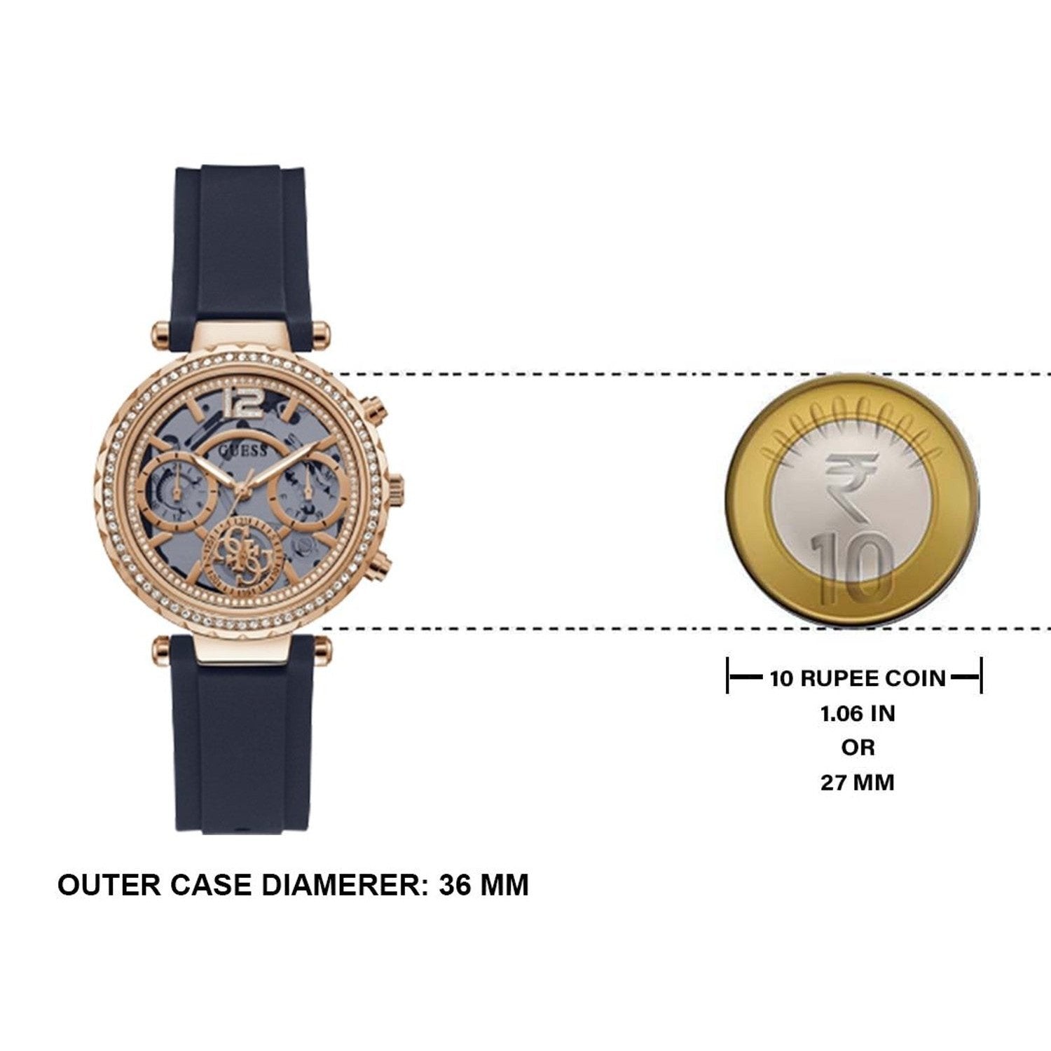  Shop Authentic Guess Solistice Diamonds Roe Gold Dial Black Rubber Strap Watch for Women - GW0484L2 - Luxxuri