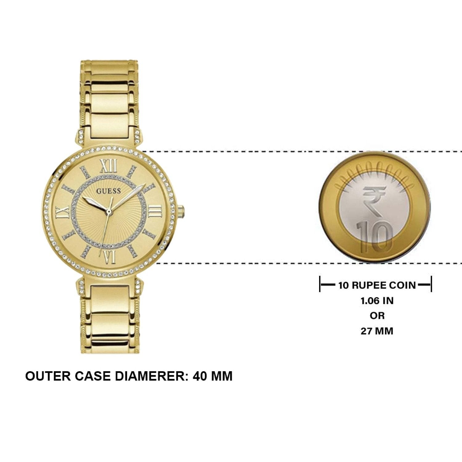  Shop Authentic Guess Montage Quartz Gold Dial Gold Steel Strap Watch For Women - GW0588L1 - Luxxuri