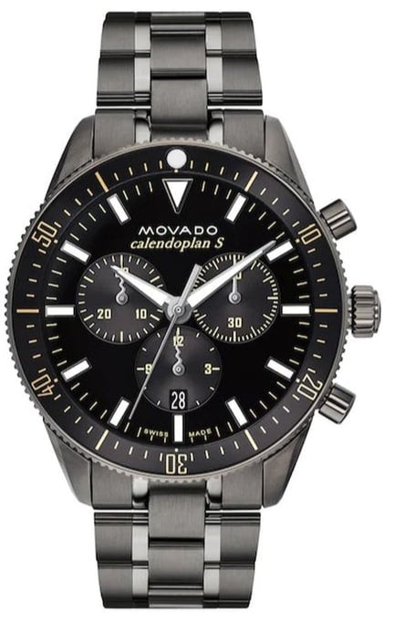  Shop Authentic Movado Heritage Calendoplan Chronograph Black Dial Black Steel Strap Watch For Men - 3650125 - Luxxuri