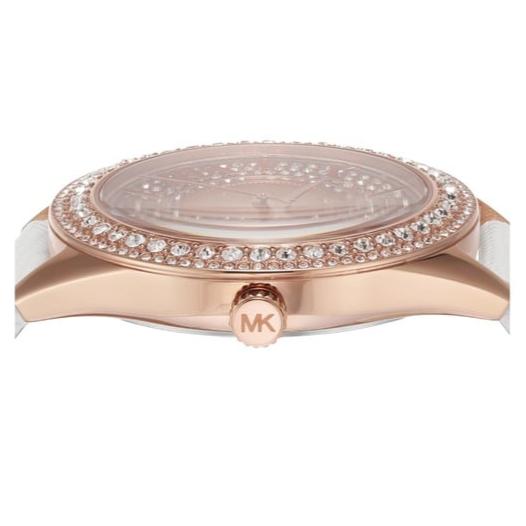  Shop Authentic Michael Kors Harlowe Analog Rose Gold Dial White Leather Strap Watch For Women - MK2989 - Luxxuri