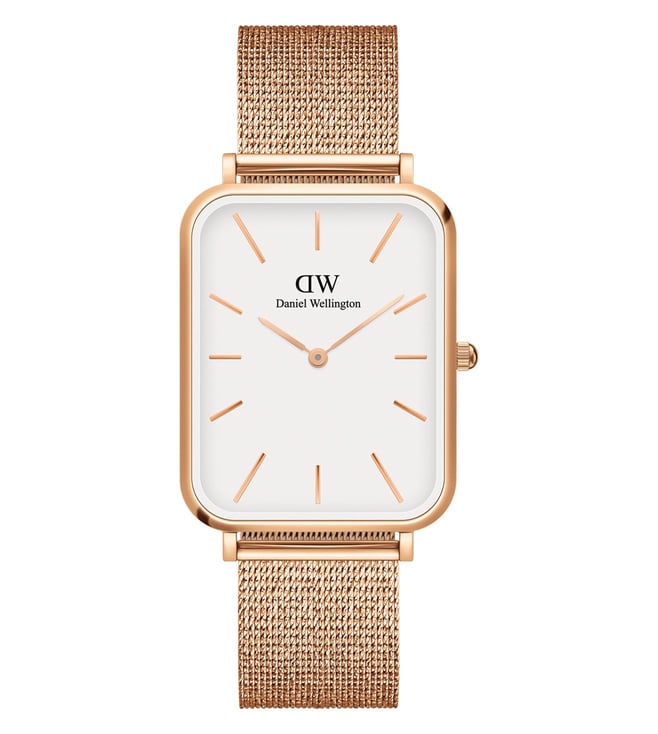  Shop Authentic Daniel Wellington Quadro Pressed Melrose White Dial Rose Gold Mesh Strap Watch For Women - DW00100465 - Luxxuri