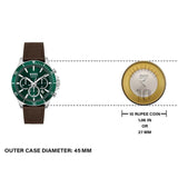  Shop Authentic Hugo Boss Troper Chronograph Green Dial Brown Leather Strap Watch For Men - 1514098 - Luxxuri