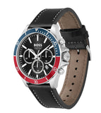  Shop Authentic Hugo Boss Troper Chronograph Black Dial Black Leather Strap Watch For Men - 1514099 - Luxxuri