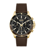  Shop Authentic Hugo Boss Troper Chronograph Black Dial Brown Leather Strap Watch For Men - 1514100 - Luxxuri