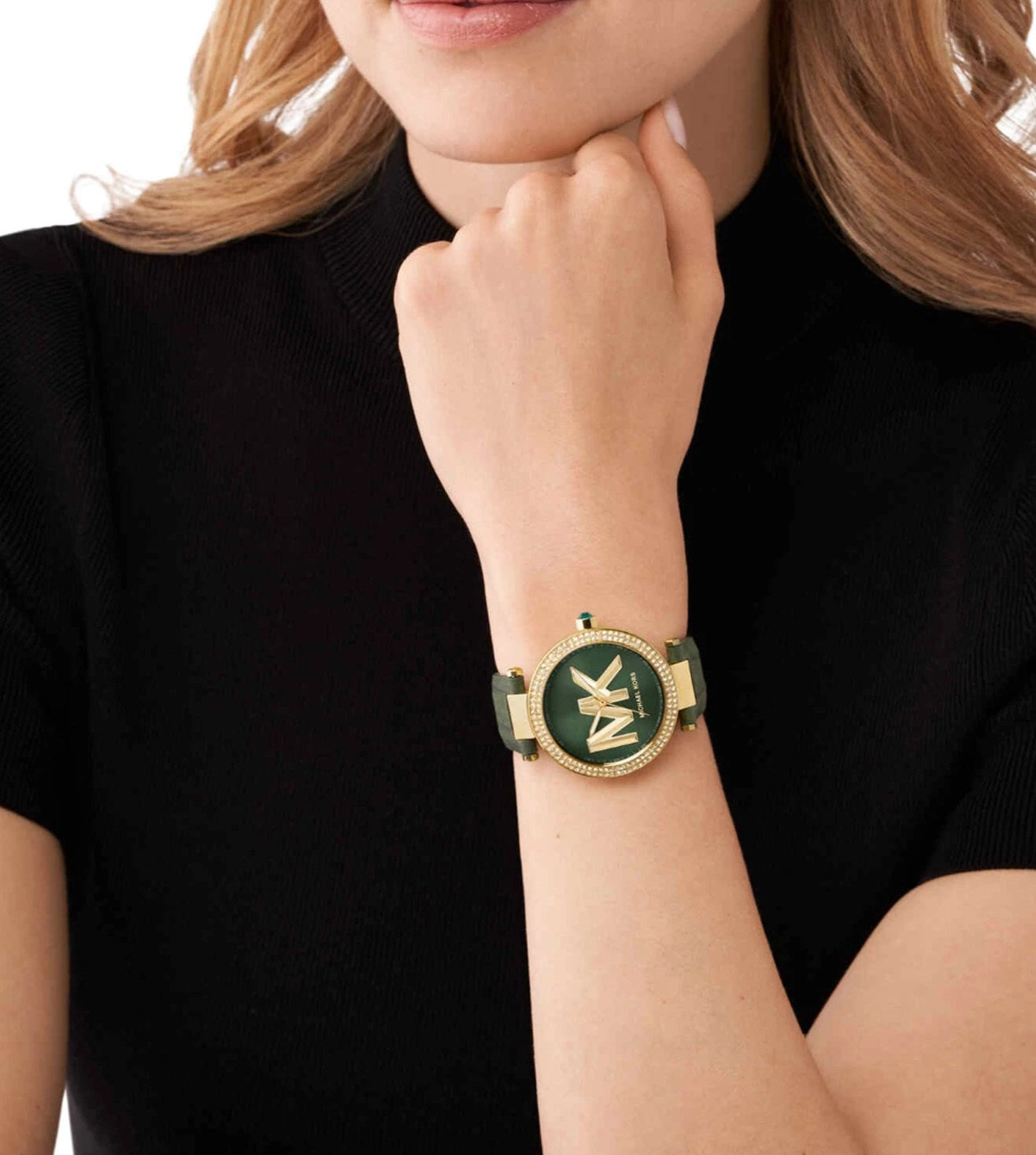  Shop Authentic Michael Kors Parker Green Dial Green Leather Strap Watch For Women - MK4724 - Luxxuri