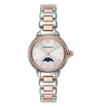  Shop Authentic Emporio Armani Mia Three Hand Moonphase Mother of Pearl Dial Two Tone Steel Strap Watch For Women - AR11567 - Luxxuri