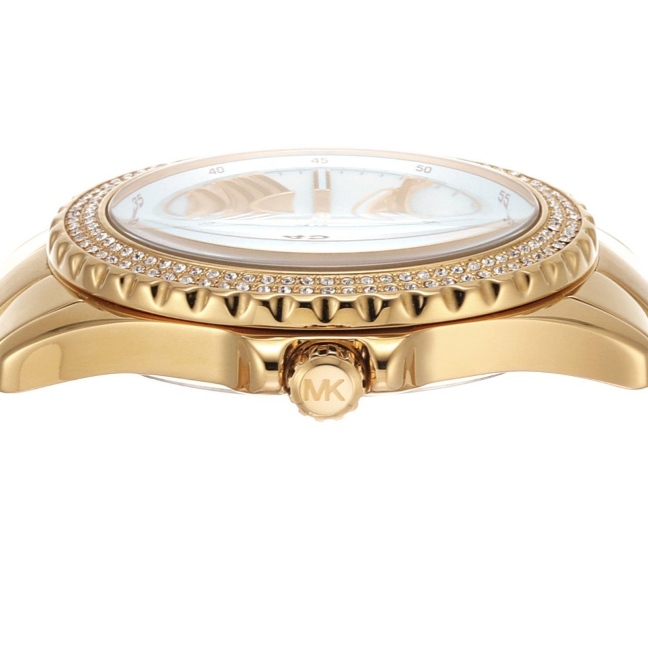  Shop Authentic Michael Kors Everest Three Hand Mother of Pearl White Dial Gold Steel Strap Watch For Women - MK7401 - Luxxuri
