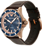  Shop Authentic Emporio Armani Pro Planet Three Hand Date Blue Dial Brown Leather Strap Watch For Men - AR11556 - Luxxuri