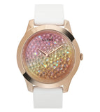  Shop Authentic Guess Crush Crystals Gold Dial White Rubber Strap Watch for Women - W1223L3 - Luxxuri