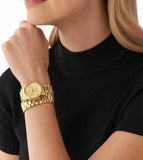  Shop Authentic Michael Kors Runway Chronograph Analog Gold Dial Gold Steel Strap Watch for Women - MK7452 - Luxxuri