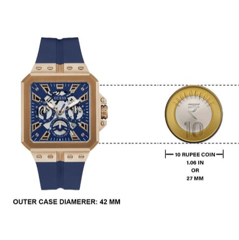  Shop Authentic Guess Leo Chronograph Blue Dial Blue Silicone Strap Watch For Men - GW0637G3 - Luxxuri