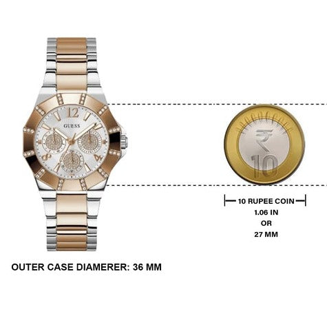  Shop Authentic Guess Glisten Chronograph Analog Silver Dial Two Tone Steel Strap Watch For Women - W14551L1 - Luxxuri