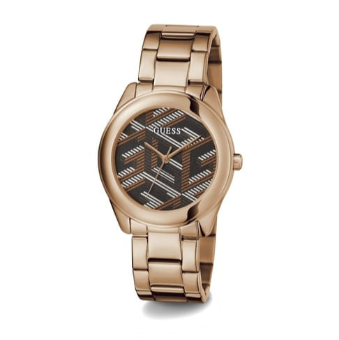  Shop Authentic Guess Cubed Analog Black Dial Rose Gold Steel Strap Watch For Women - GW0607L3 - Luxxuri