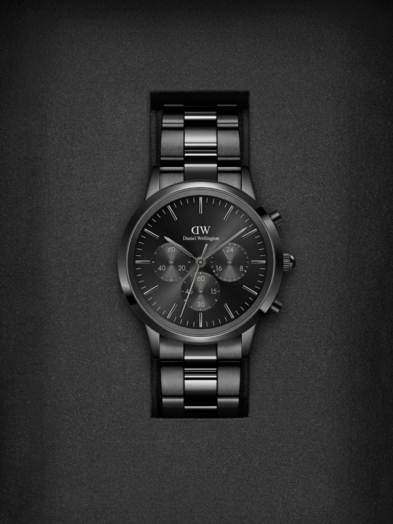  Shop Authentic Daniel Wellington Iconic Chronograph Black Dial Black Steel Strap Watch For Men - DW00100642 - Luxxuri