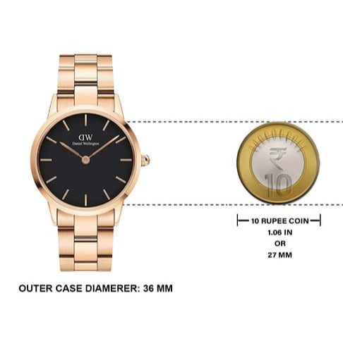  Shop Authentic Daniel Wellington Iconic Link Black Dial Rose Gold Steel Strap Watch for Women - DW00100210 - Luxxuri