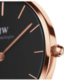  Shop Authentic Daniel Wellington Petite Melrose Black Dial Rose Gold Mesh Strap Watch For Women - DW00100303 - Luxxuri