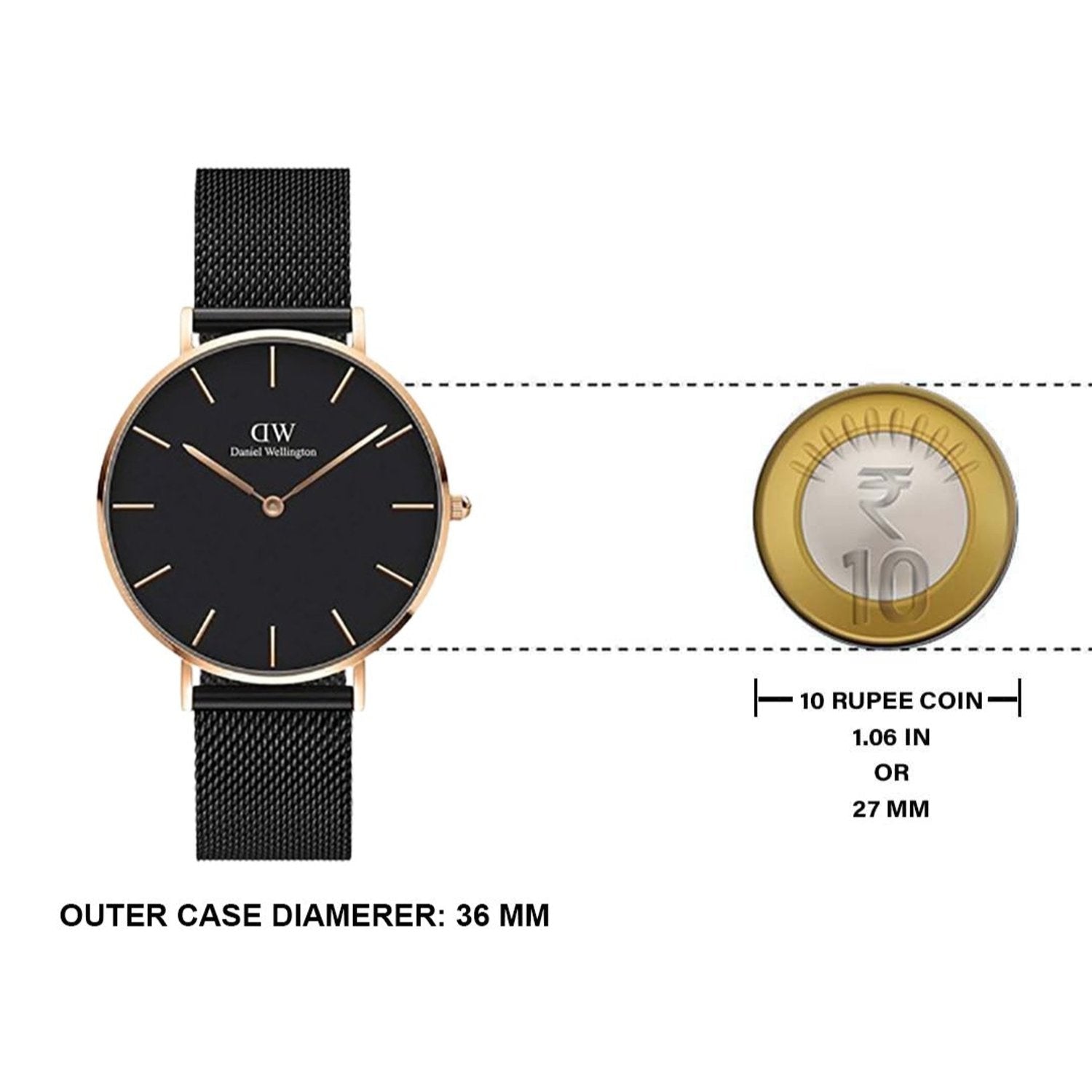  Shop Authentic Daniel Wellington Petite Ashfield Black Dial Black Mesh Strap Watch for Women - DW00100307 - Luxxuri