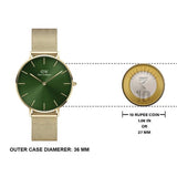  Shop Authentic Daniel Wellington Petite Emerald Green Dial Gold Mesh Strap Watch For Women - DW00100481 - Luxxuri