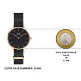  Shop Authentic Daniel Wellington Petite Cornwall Black Dial Black Nylon Strap Watch for Women - DW00100247 - Luxxuri