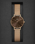  Shop Authentic Daniel Wellington Petite Amber Brown Dial Gold Mesh Strap Watch For Women - DW00100476 - Luxxuri