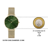  Shop Authentic Daniel Wellington Petite Emerald Green Dial Gold Mesh Strap Watch For Women - DW00100480 - Luxxuri