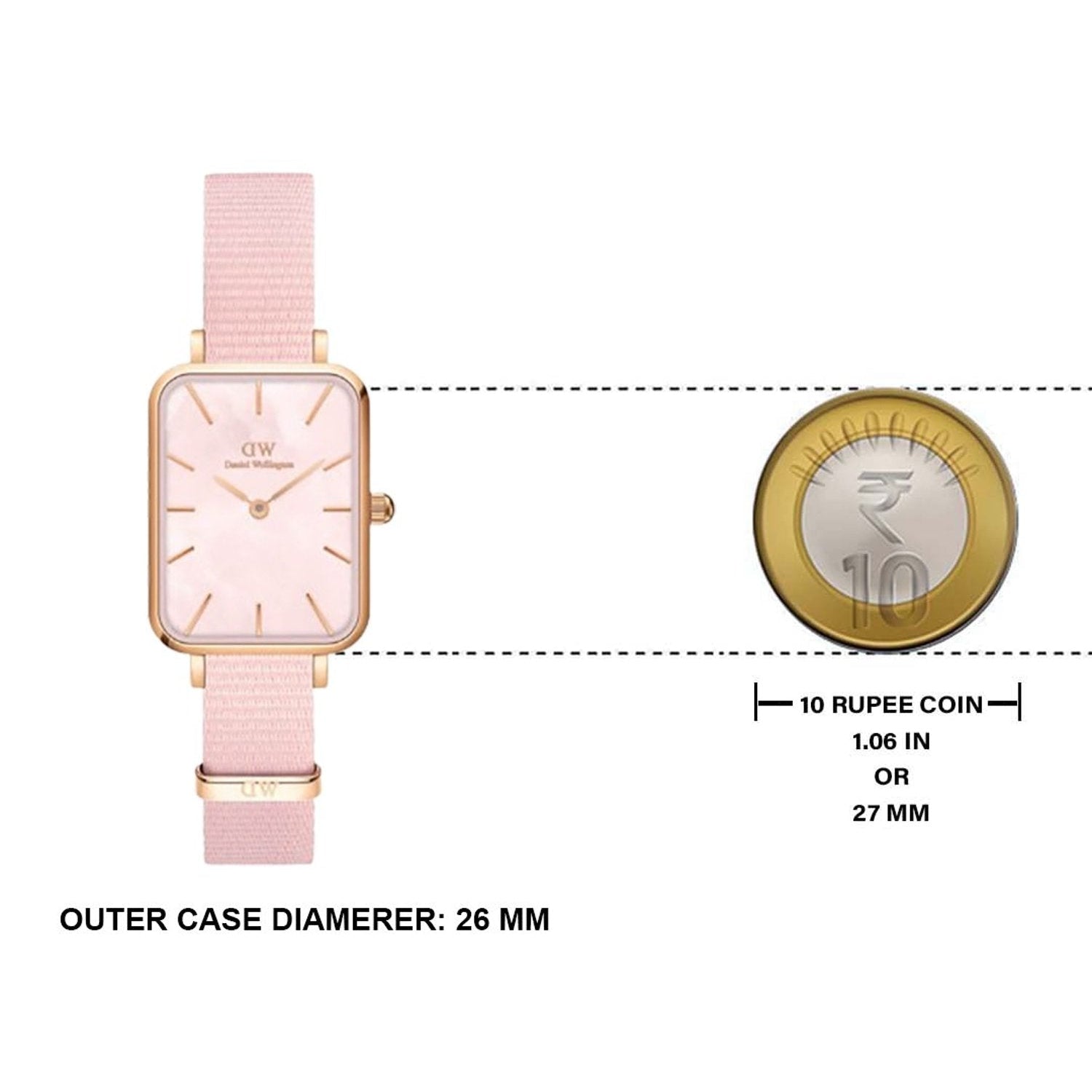  Shop Authentic Daniel Wellington Quadro Pressed Mother of Pearl Pink Dial Pink Nylon Strap Watch For Women - DW00100509 - Luxxuri