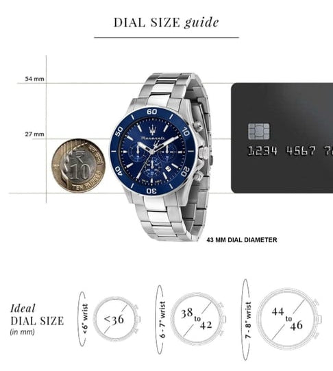 Maserati Competizione Chronograph Blue Dial Silver Steel Strap Watch For Men - R8873600002