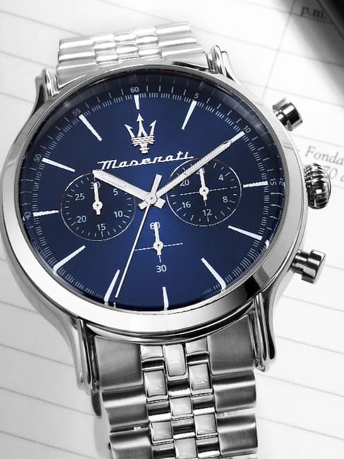  Shop Authentic Maserati Epoca Chronograph Blue Dial Silver Steel Strap Watch For Men - R8873618024 - Luxxuri
