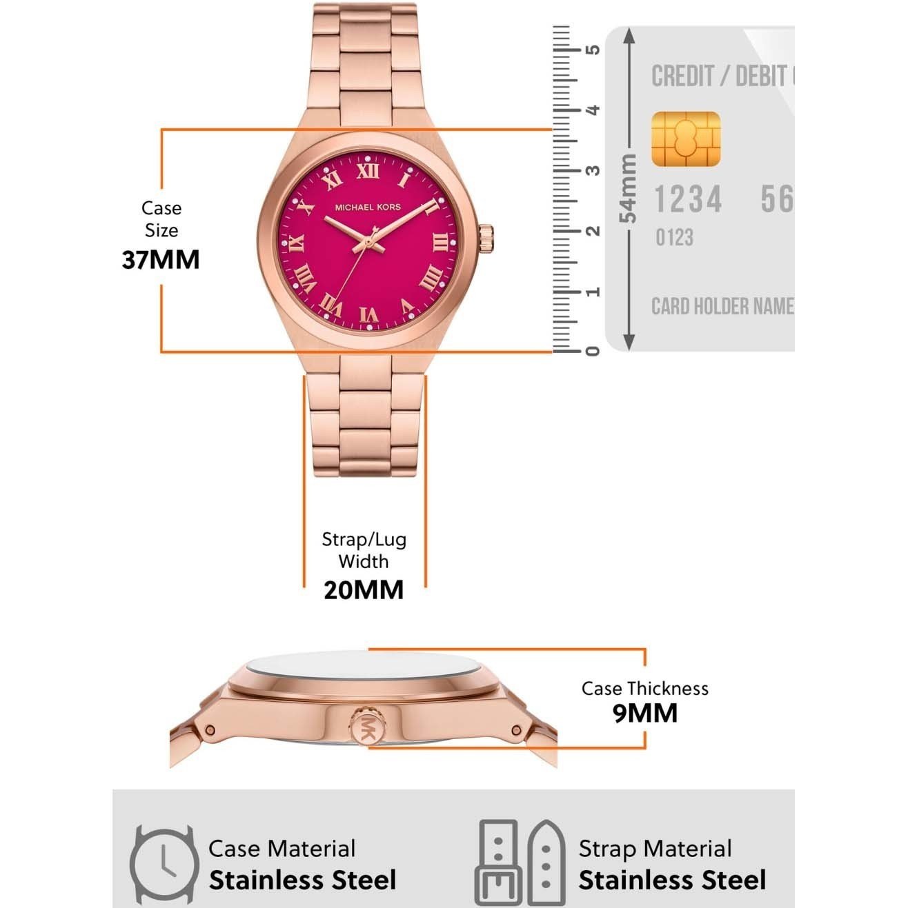  Shop Authentic Michael Kors Lennox Analog Pink Dial Rose Gold Steel Strap Watch for Women - MK7462 - Luxxuri