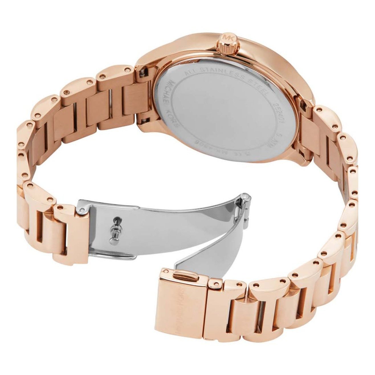  Shop Authentic Michael Kors Sage Three-Hand Mother of Pearl White Dial Rose Gold Steel Strap Watch for Women - MK4806 - Luxxuri
