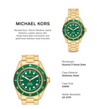  Shop Authentic Michael Kors Maritime Analog Green Dial Gold Steel Strap Watch for Men - MK9162 - Luxxuri