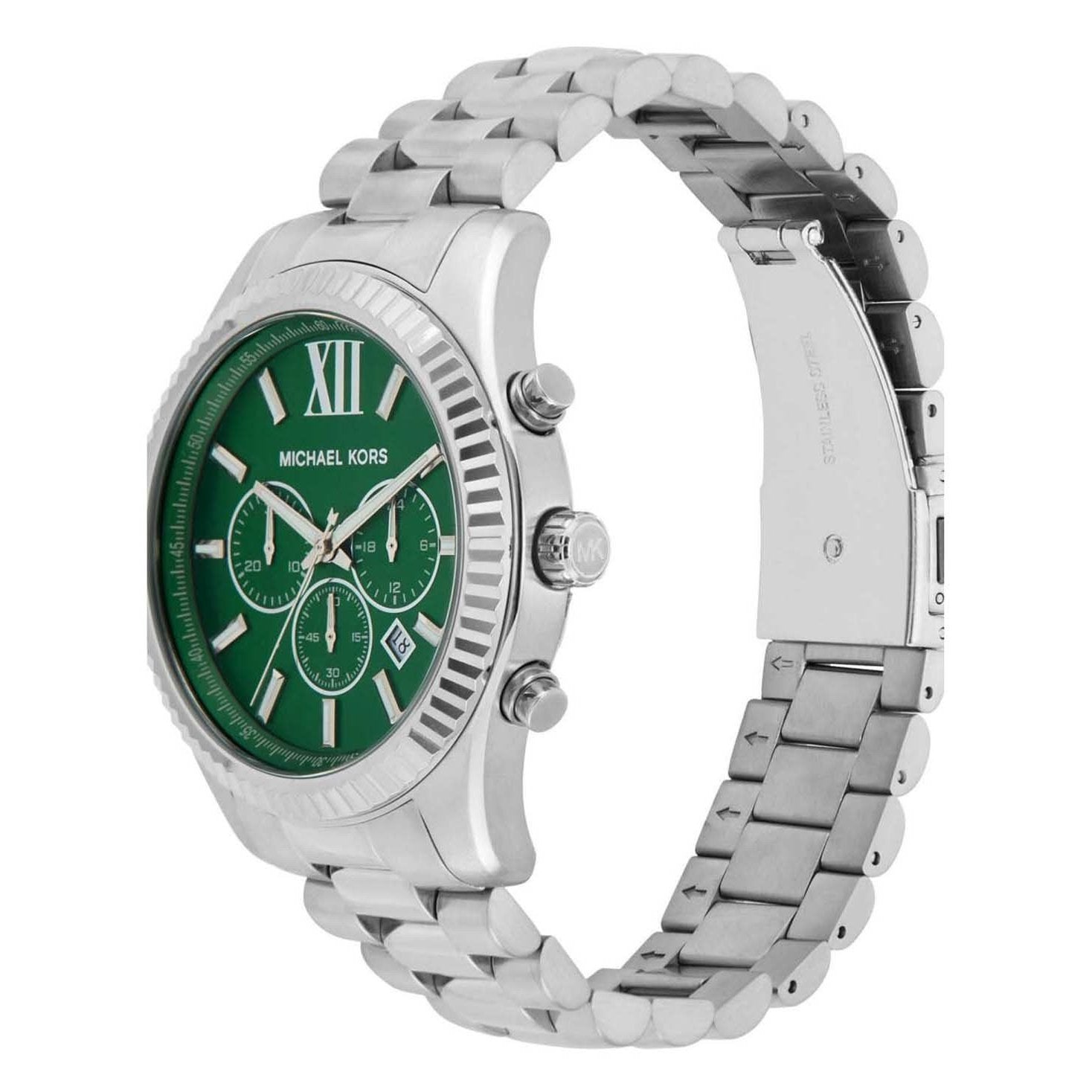  Shop Authentic Michael Kors Lexington Chronograph Green Dial Silver Steel Strap Watch for Women - MK9152 - Luxxuri