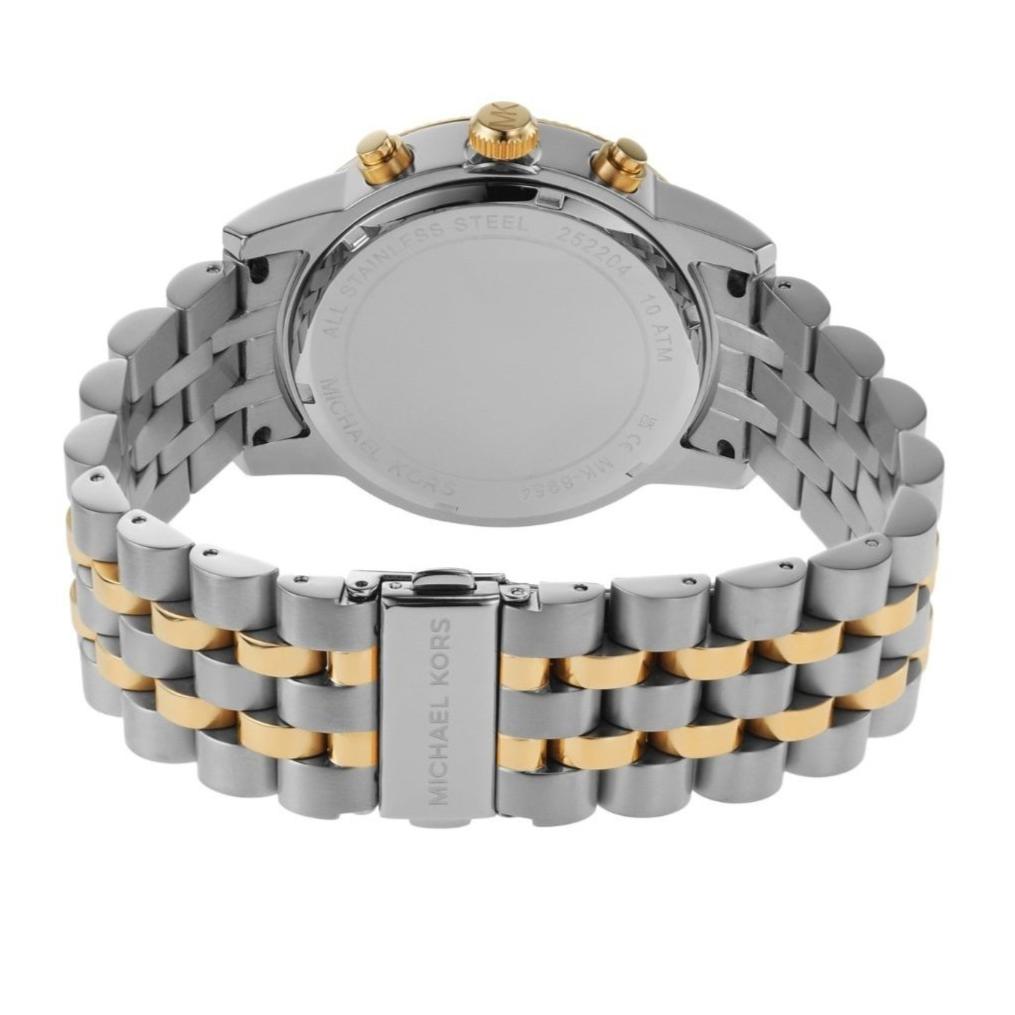  Shop Authentic Michael Kors Hutton Chronograph Black Dial Two Tone Steel Strap Watch For Men - MK8954 - Luxxuri