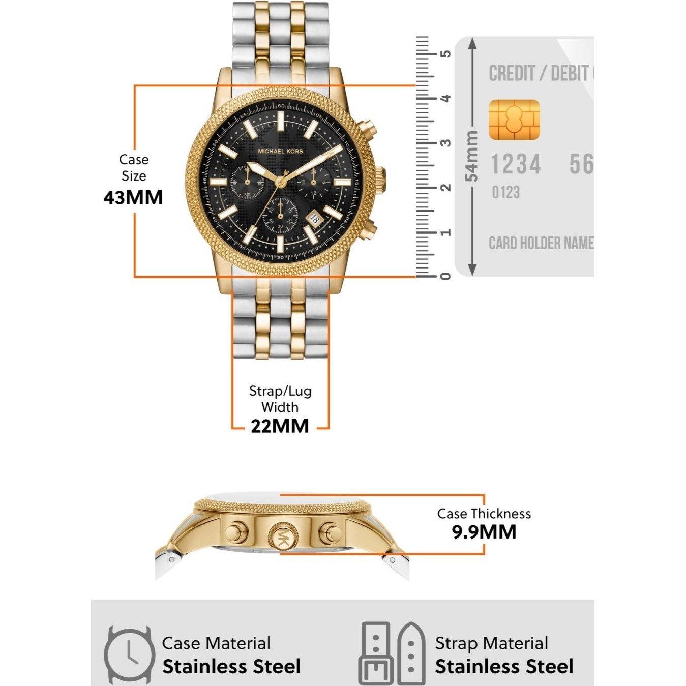  Shop Authentic Michael Kors Hutton Chronograph Black Dial Two Tone Steel Strap Watch For Men - MK8954 - Luxxuri