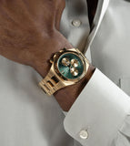  Shop Authentic Guess Equity Analog Green Dial Gold Steel Strap Watch For Men - GW0703G2 - Luxxuri