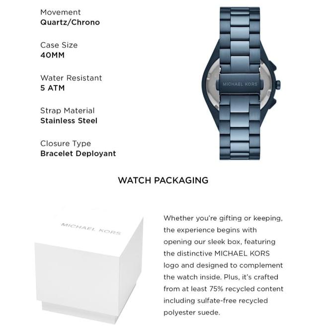  Shop Authentic Michael Kors Lennox Chronograph Blue Dial Blue Steel Strap Watch For Women - MK9147 - Luxxuri