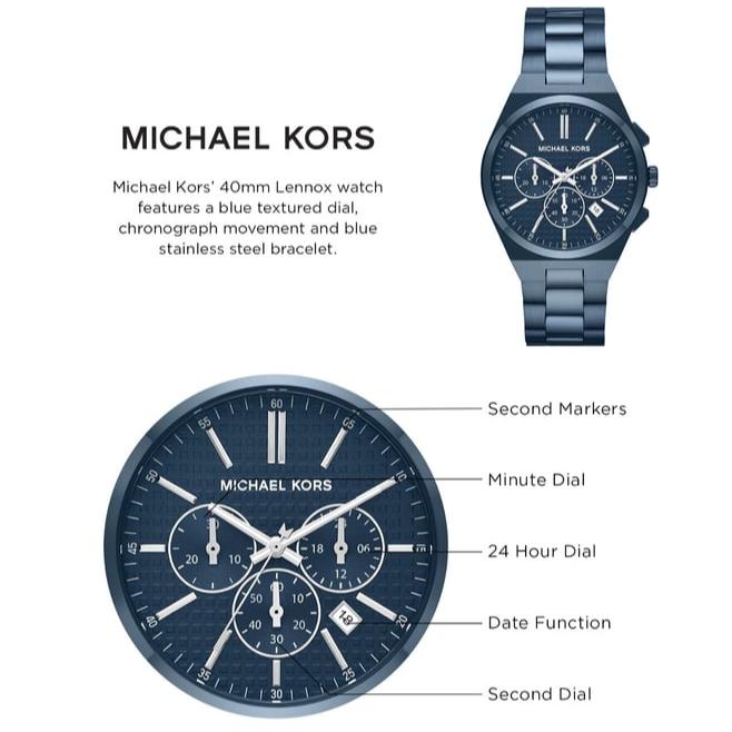  Shop Authentic Michael Kors Lennox Chronograph Blue Dial Blue Steel Strap Watch For Women - MK9147 - Luxxuri
