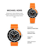  Shop Authentic Michael Kors Maritime Three-Hand Analog Black Dial Orange Silicone Strap Watch for Men - MK9157 - Luxxuri