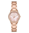  Shop Authentic Michael Kors Sage Three-Hand Crystals Mother of Pearl Dial Rose Gold Steel Strap Watch for Women - MK4823 - Luxxuri