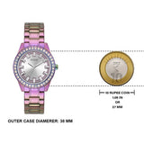  Shop Authentic Guess Sparkler Silver Dial Purple Steel Strap Watch For Women - GW0111L5 - Luxxuri