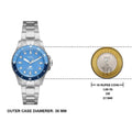 Fossil Blue Dive Three Hand Blue Dial Silver Steel Strap Watch For Women - ES5353