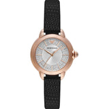 Shop Authentic Emporio Armani Mia Three Hand Crystals Silver Dial Black Leather Strap Watch For Women - AR11631 - Luxxuri